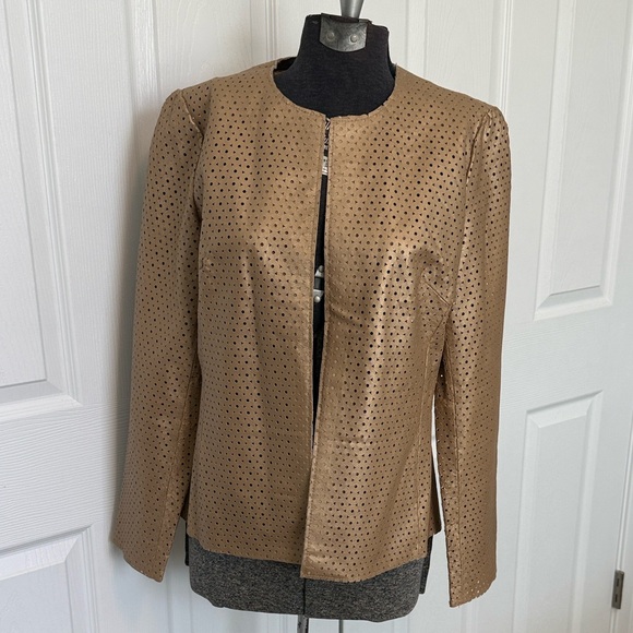 Yvonne Marie Jackets & Blazers - Gold Leather Jacket Perforated Bronze vintage metallic Blazer coat Yvonne Marie